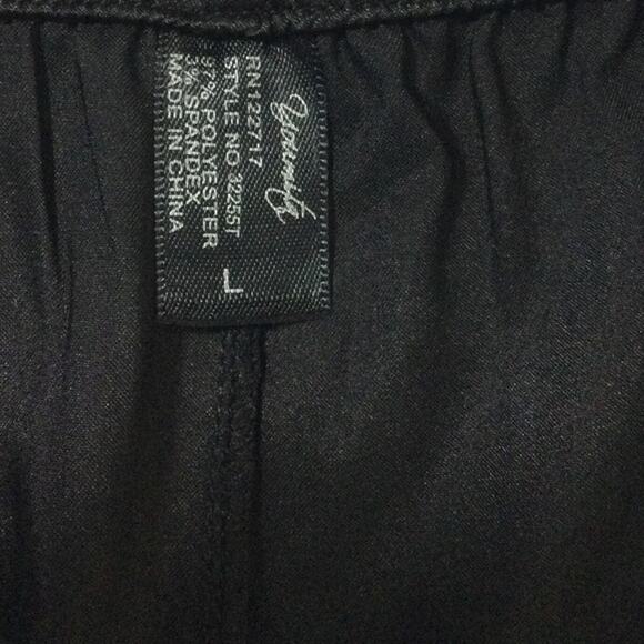 BEWICKED SZ L black satin lace trim cami 2 piece short sleep pajama set NWT 0B1 - Picture 8 of 11